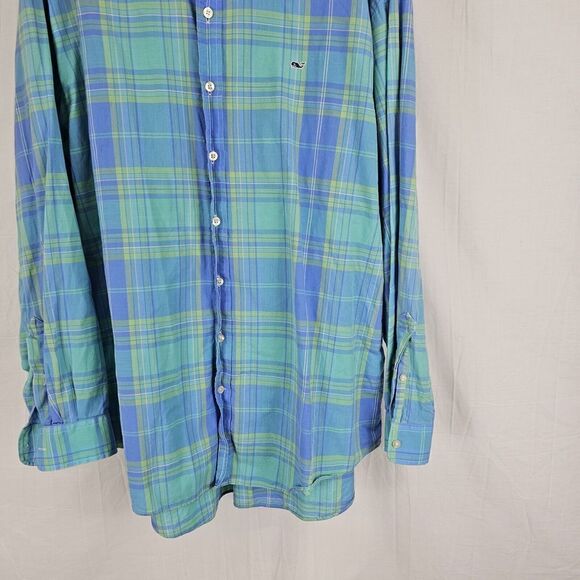 Vineyard Vines Shep & Ian Blue Plaid Button Up Shirt Men's Size XL Whale Shirt - Picture 2 of 6